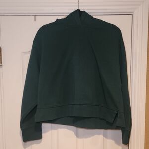 Forest Green Cropped Hooded Sweatshirt, Pre-loved In Great Condition, Sz. L